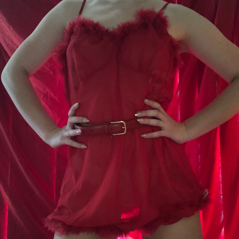 1990s Marabou Sheer Slip Dress